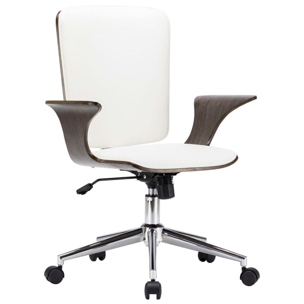 Petromila vidaXL Otočná kancelárska stolička biela umelá koža a ohýbané drevo